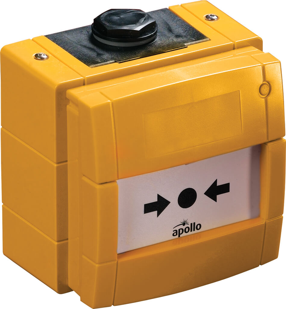 55100-004APO Conventional Waterproof Manual Call Point without LED (Yellow) Main Product Image_949x1024px_E_NR-2228 Hagyományos kültéri kézi jelzésadó, sárga, LED nélküli